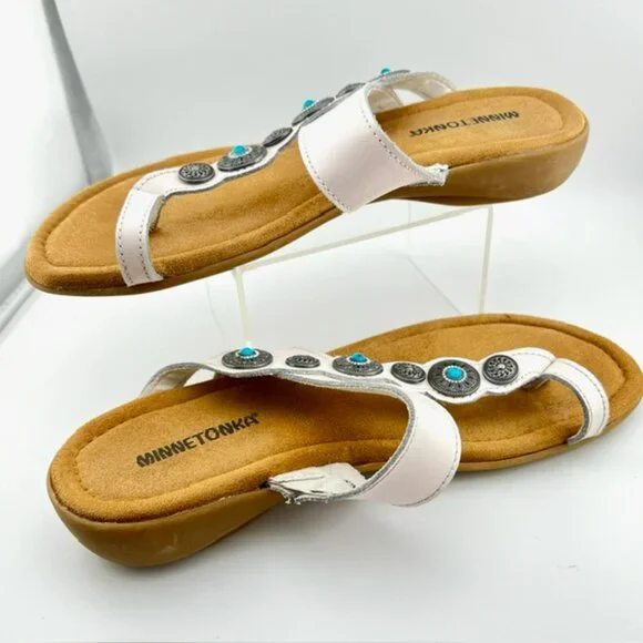 Minnetonka Womens Sandals, Sasha, Size 8W, White - Picture 3 of 7